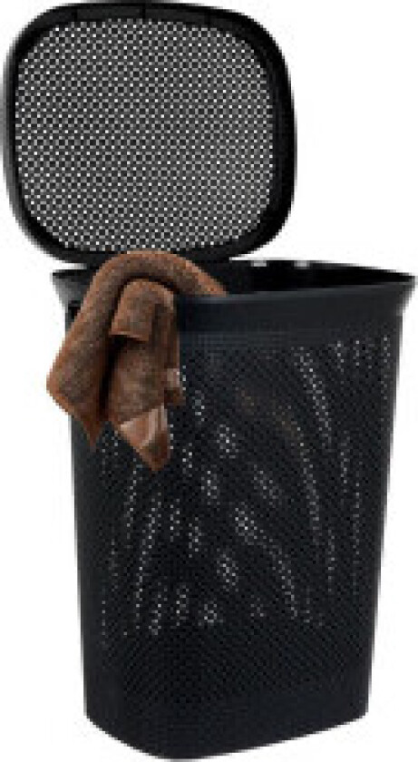 Svart låst skittentøyskurv 60L for bad med håndtak