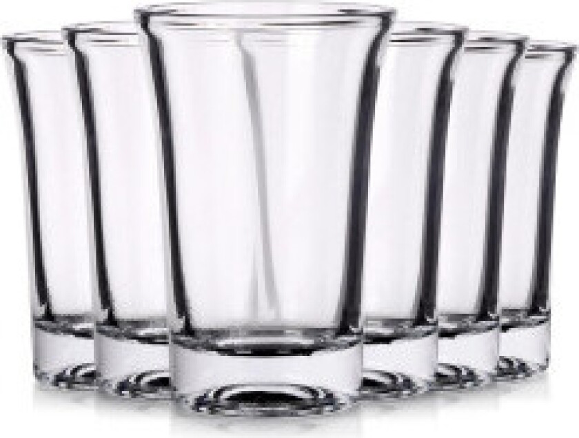 Sett med seks praktiske glass for vodka og likører
