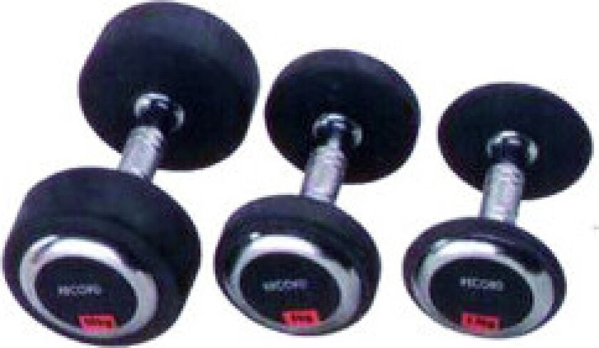 Hantelsett 7,5 kg - Sort, Solid, Rillet Stål/Gummi