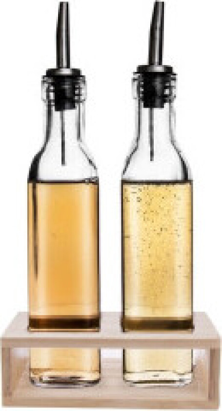 Dispensere for olje og eddik - sett med 2 glassflasker i stativ