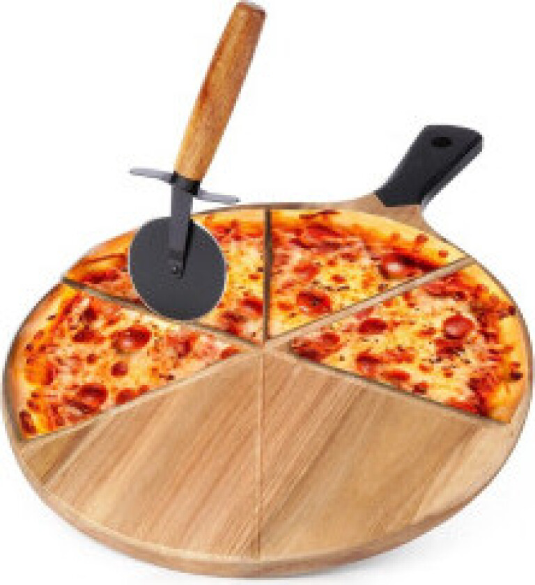 Praktisk skjærebrett for pizza med kniv