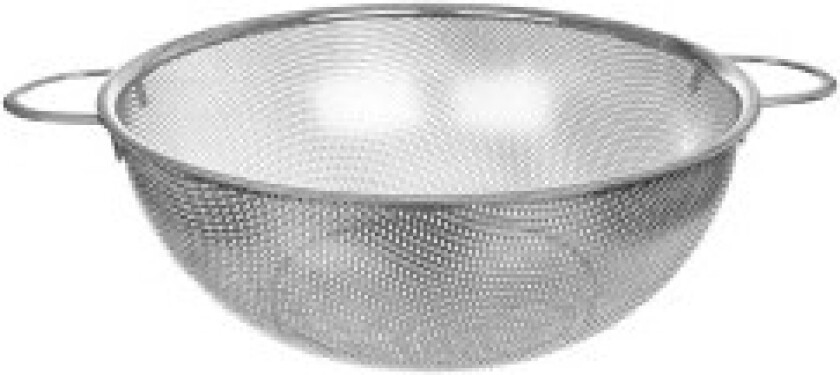 Stort kjøkken dørslag i rustfritt stål med håndtak, sølv