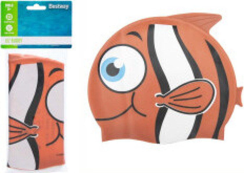 Oransje fisk badehette for barn - morsom og slitesterk silikon