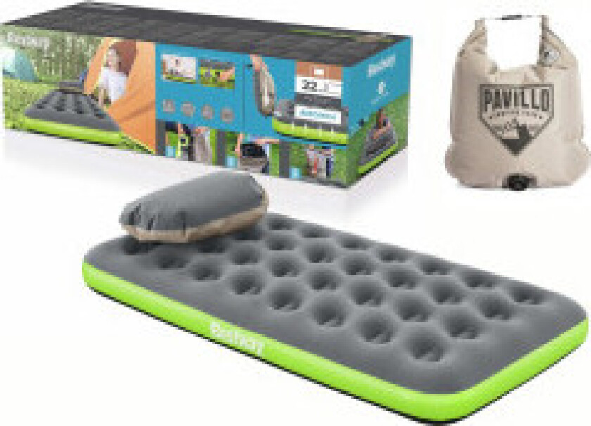 Slitesterk 188x99x22 cm oppblåsbar madrass med velouroverflate