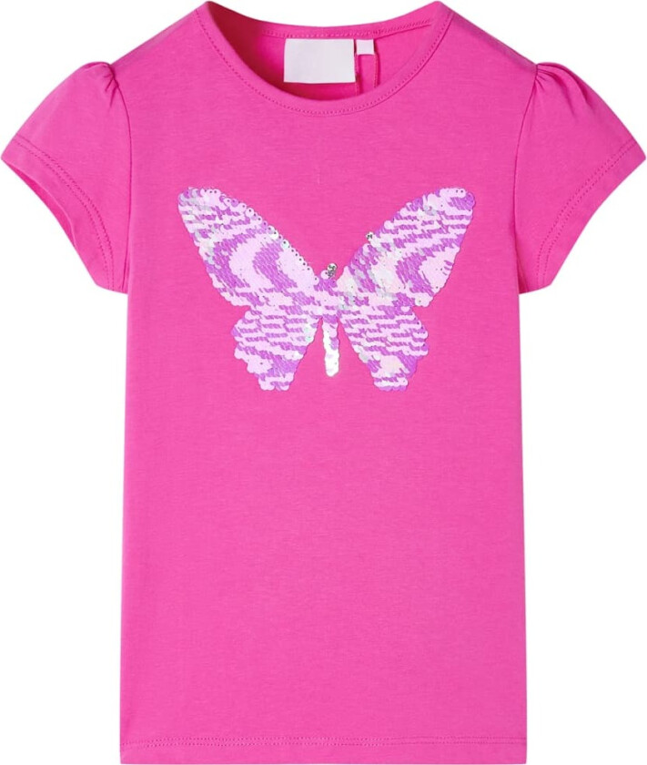 T-skjorte for barn med korte ermer mørkerosa 128