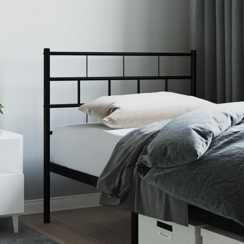 Sengegavl i metall svart 75 cm