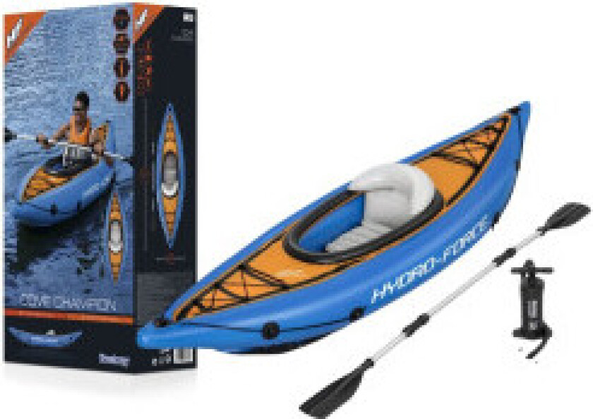 Slitesterk 275x81cm oppblåsbar kajakk med oppbevaring og pumpe