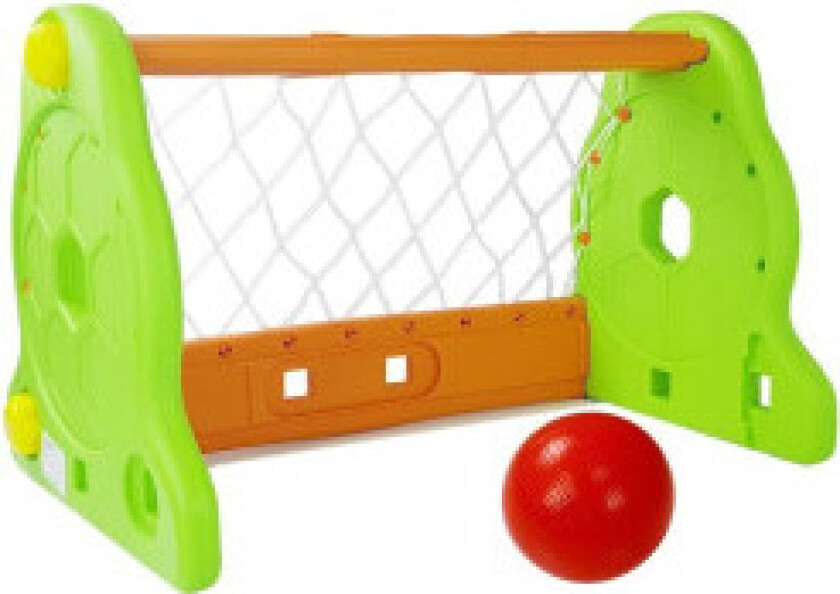 Grønn og oransje fotballmål for barn med nett- og ballsett