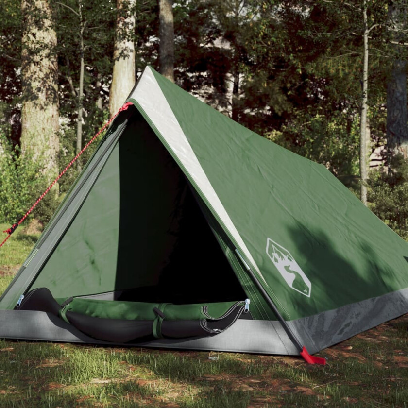 Campingtelt 2 personer grønn 200x120x88/62 cm 185T taft