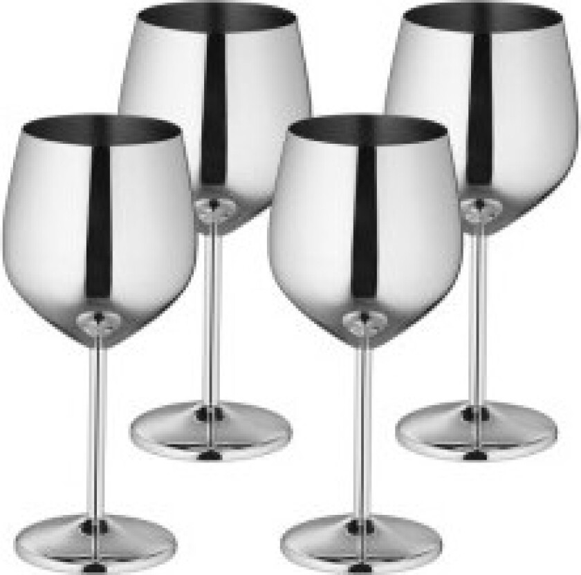 Vinglass i rustfritt stål, sett med 4 stk