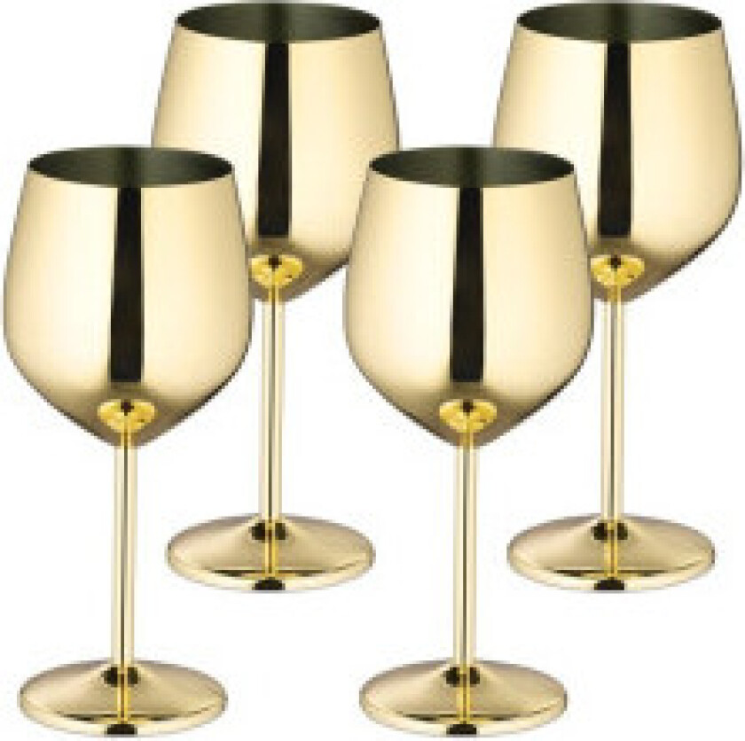 Vinglass i rustfritt stål, sett med 4 stk