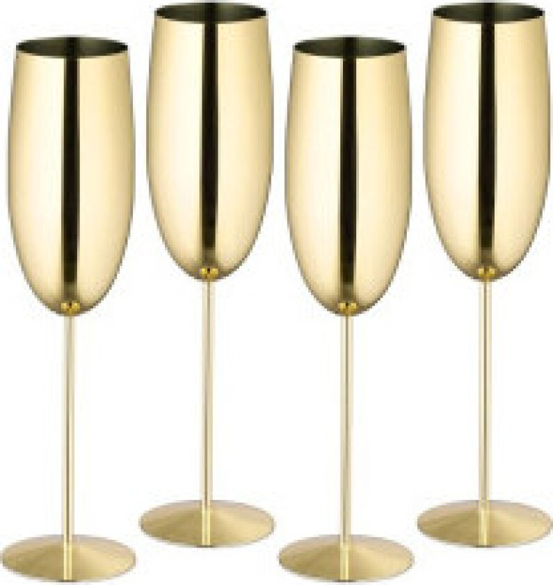 Champagneglass i rustfritt stål, sett med 4 stk