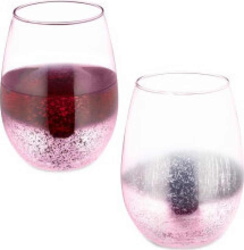 Stemløse vinglass sett med 2 rosa