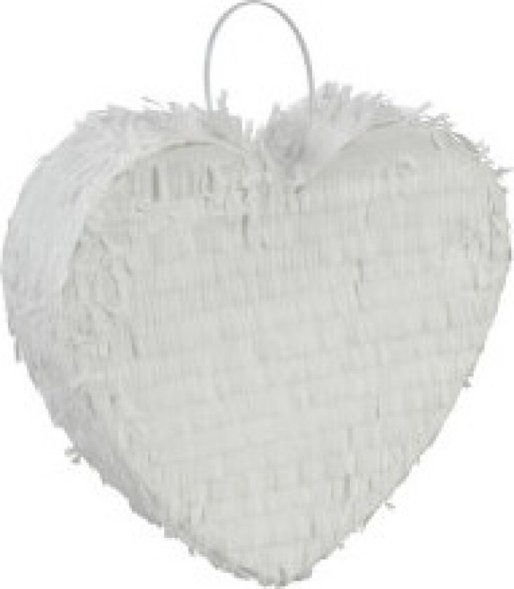 Hvit hjerteformet pinata