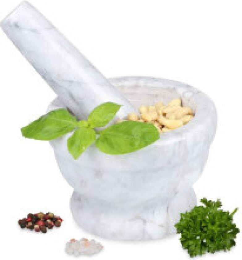 Morter med marmorstøter