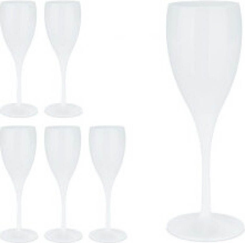 Plast champagneglass, sett med 6 stk