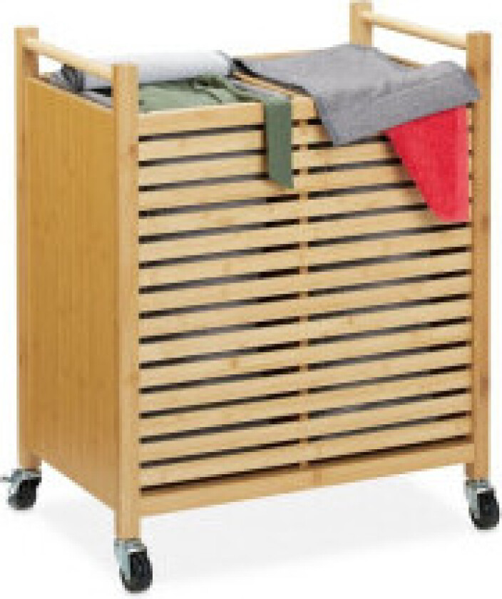 Bambus skittentøyskurv med hjul