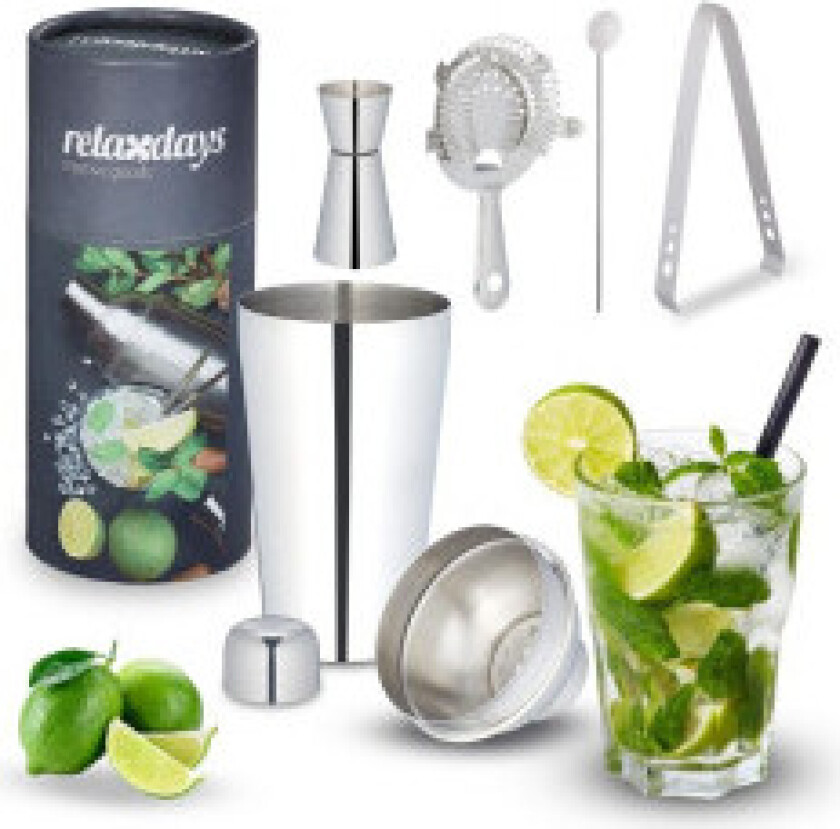 cocktail shaker sett i 5 deler
