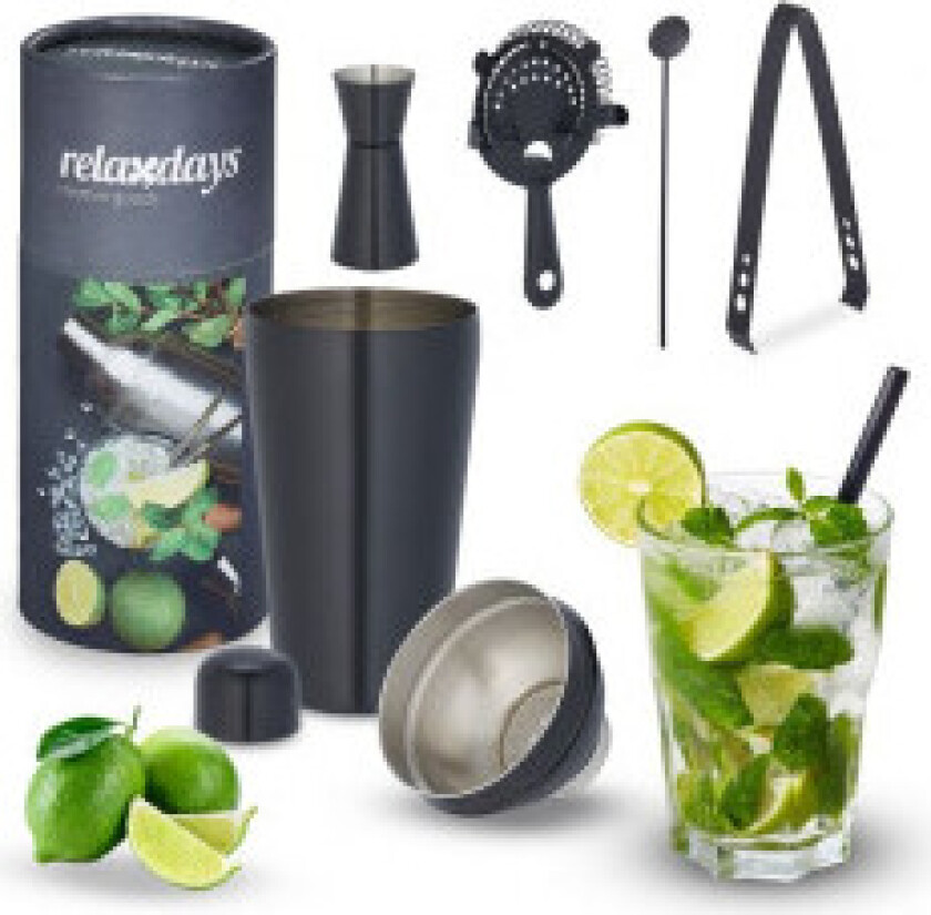 cocktail shaker sett i 5 deler