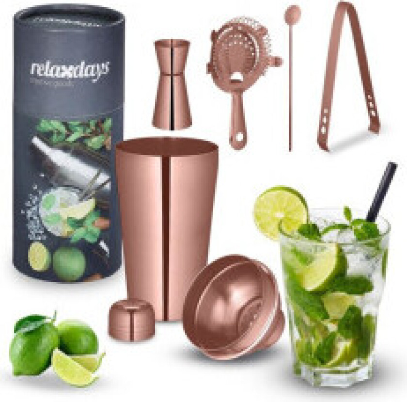 cocktail shaker sett i 5 deler