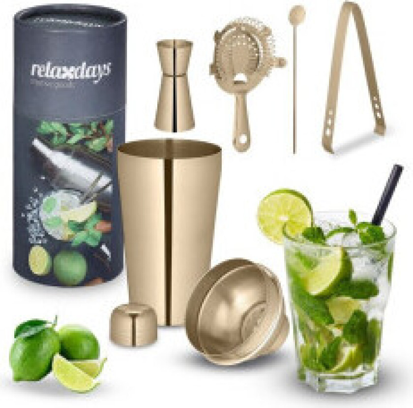 cocktail shaker sett i 5 deler