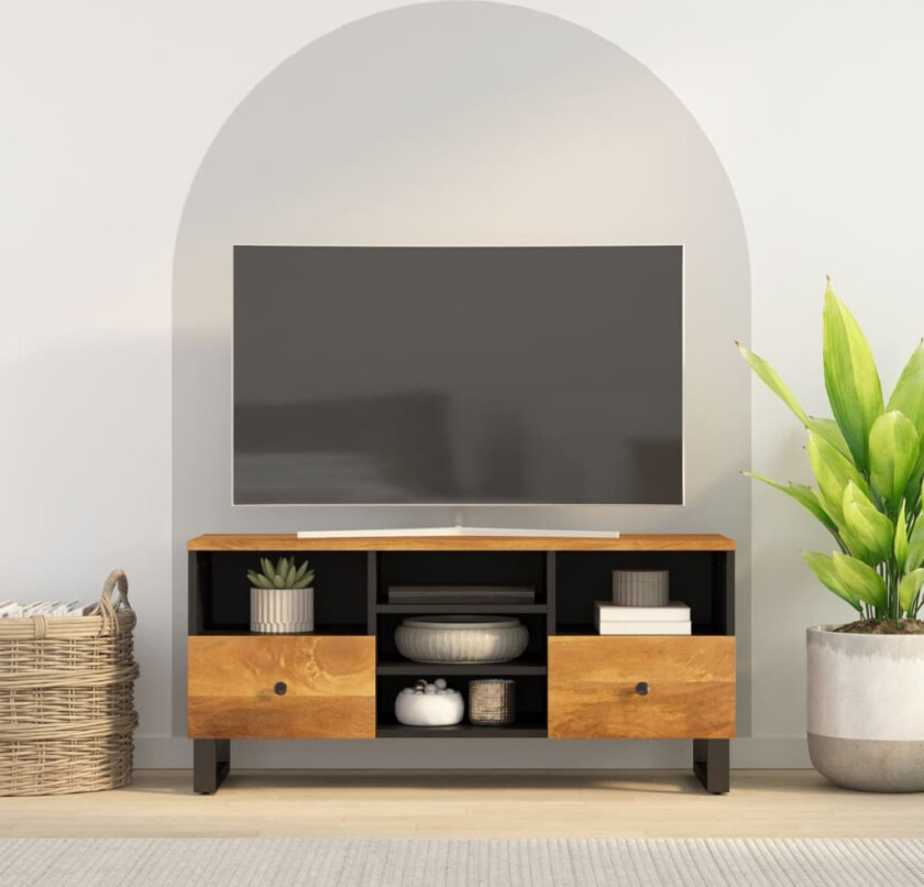 TV-benk 100x33x46 cm heltre mango og konstruert tre