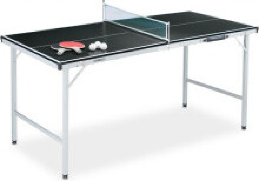 Sort bordtennisbord med tilbehør