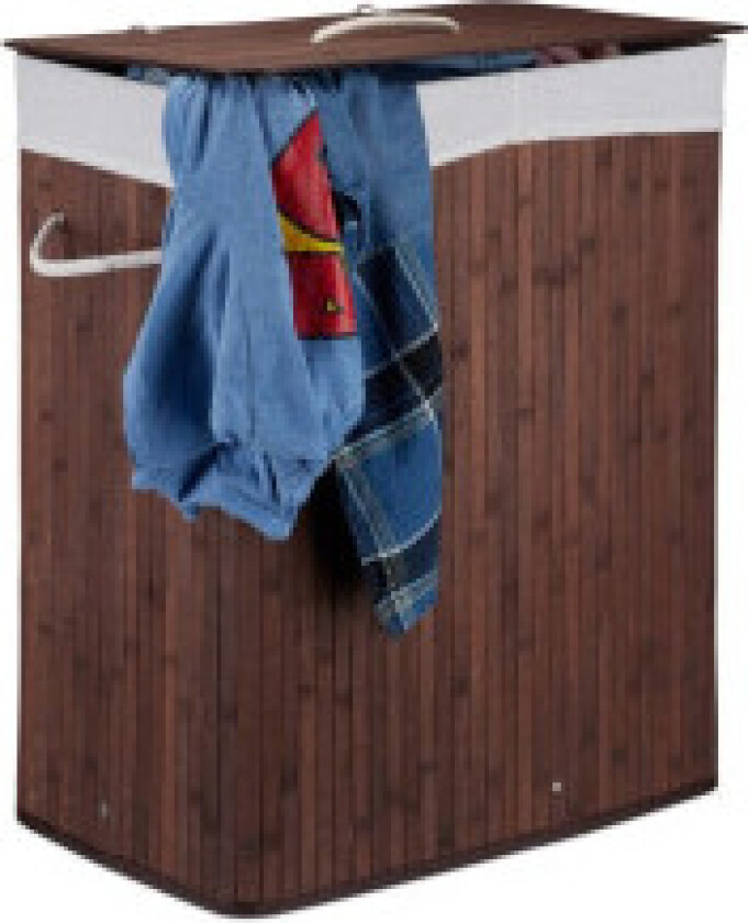 Bambus skittentøyskurv med 2 rom