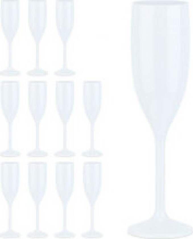 Plast champagneglass - sett med 12 stk