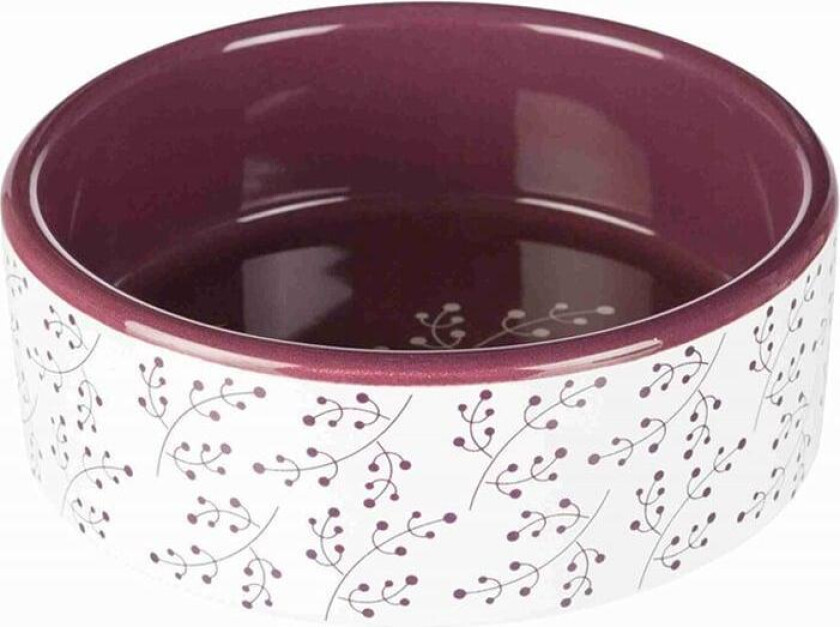 Keramisk Hundeskål Katteskål Hvit/Bær 1400 ml