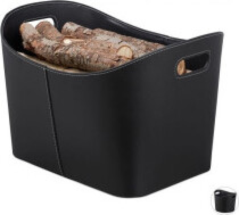 Bilde av Vedkurv i sort kunstskinn