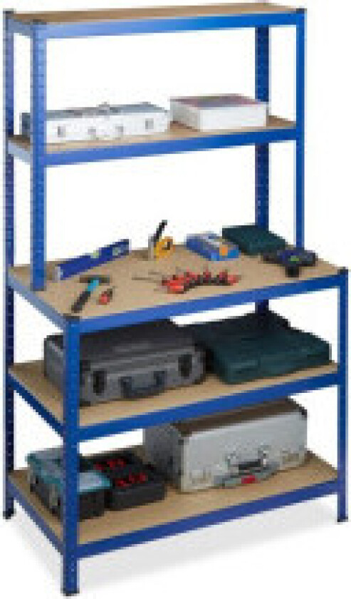 Oppbevaringshylle med arbeidsbenk blå