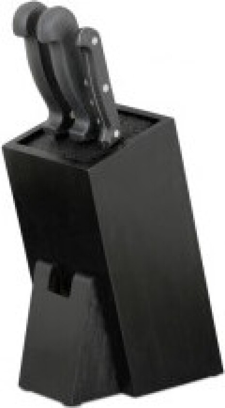 Svart knivblokk med sugerør