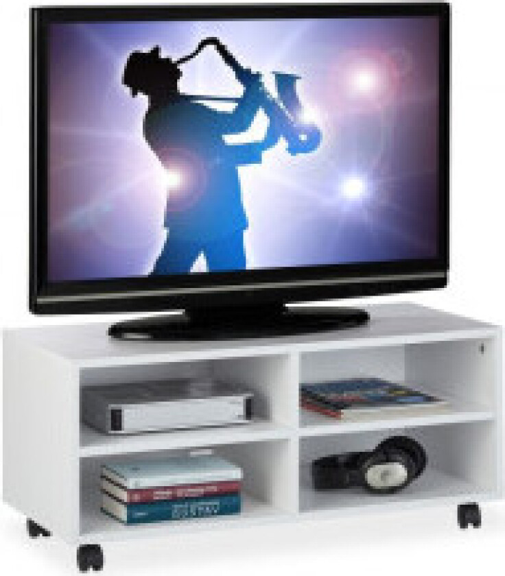 TV-benk med 4 rom og hjul