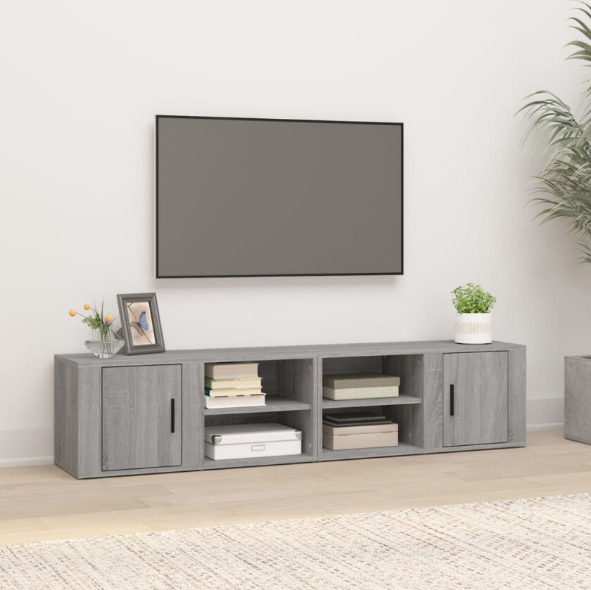 TV-benker 2 stk grå sonoma 80x31,5x36 cm konstruert tre
