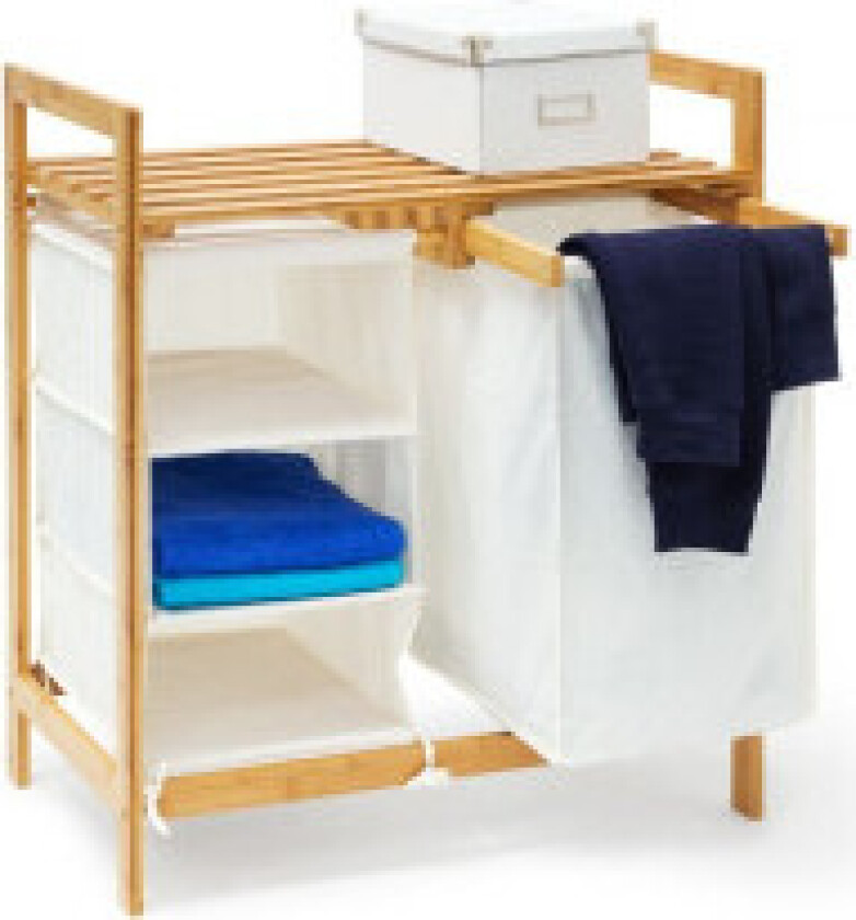 Skittentøyskurv LINEA i bambus med hylle