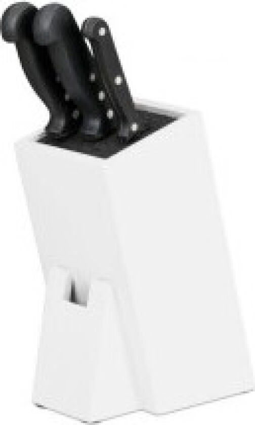 Hvit knivblokk med sugerør