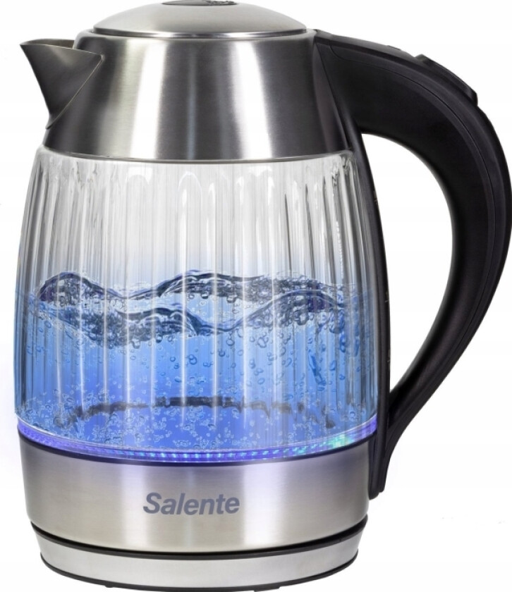 Salente Stripeglass, Vannkoker 1,8 L, Rustfritt Stål/Glass, Blått Bakgrunnsbelysning