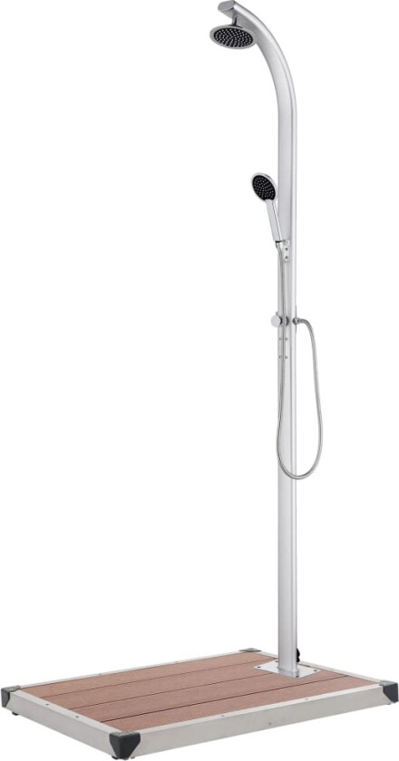Hagedusj med brunt dusjbrett 220 cm aluminium
