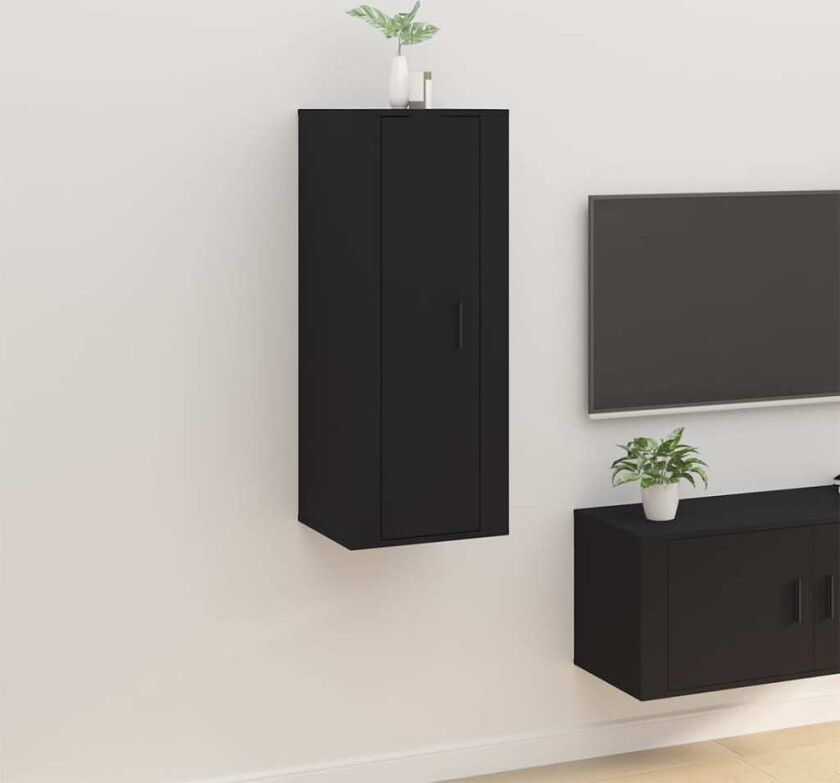 Vegghengt TV-benk sort 40x34,5x100 cm