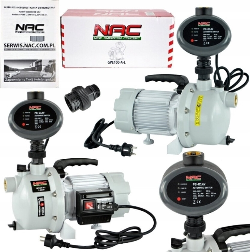 Nac Hagepumpe 1000W 4400L/T Automatisk Slå Av