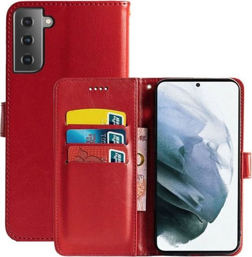 Lommebokdeksel 3-kort Samsung Galaxy S21 : Farge - RØD