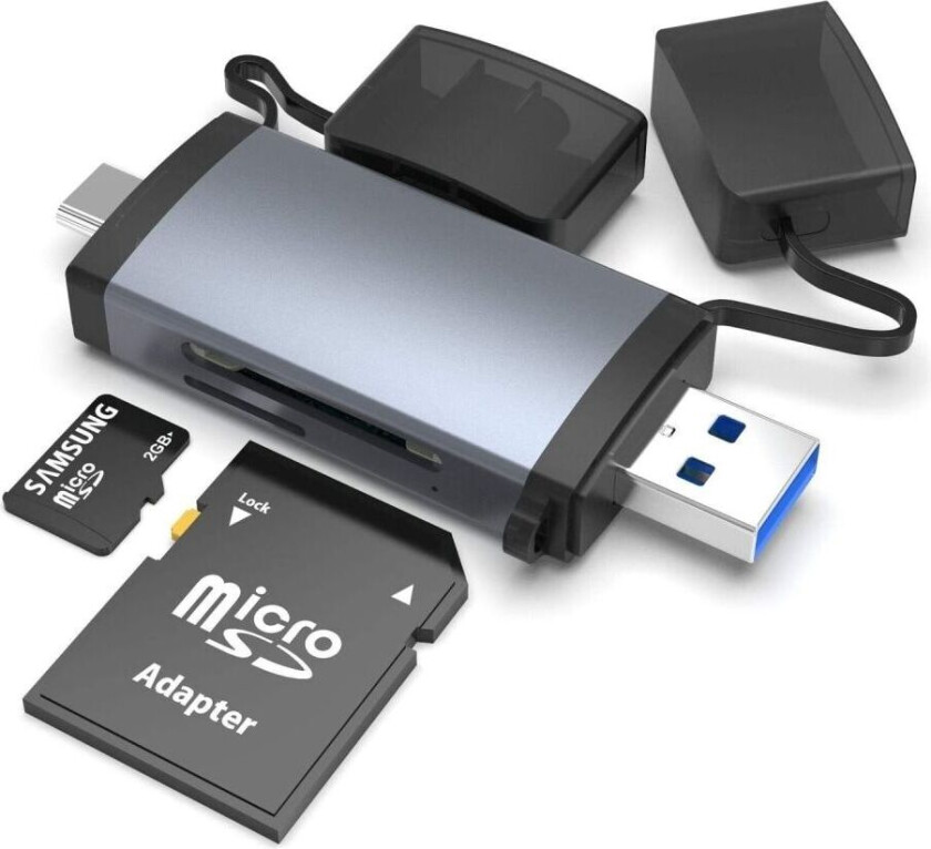 NÖRDIC 2in1 USB3.0 kortleser SD/MMC og MicroSD/TF 2TB 5Gbps UHS-I