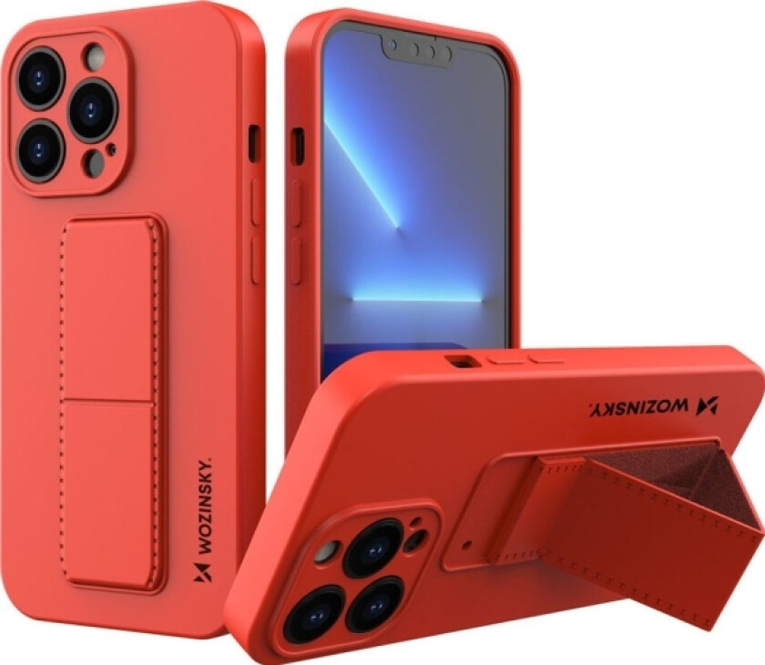 Kickstand Case Fleksibelt Silikondeksel Med Stativ For Iphone 13 Rød