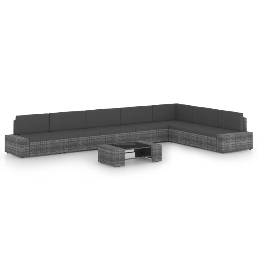 Hagesofagruppe med puter 8 deler polyrotting grå