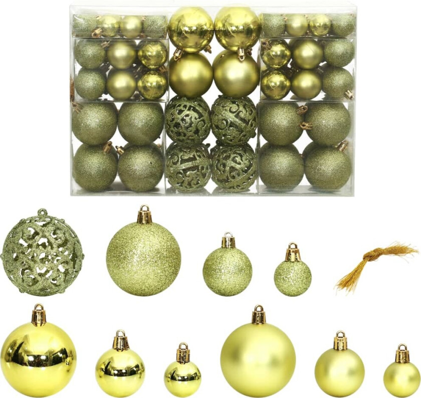 Julekuler 100 stk lysegrønn 3 / 4 / 6 cm