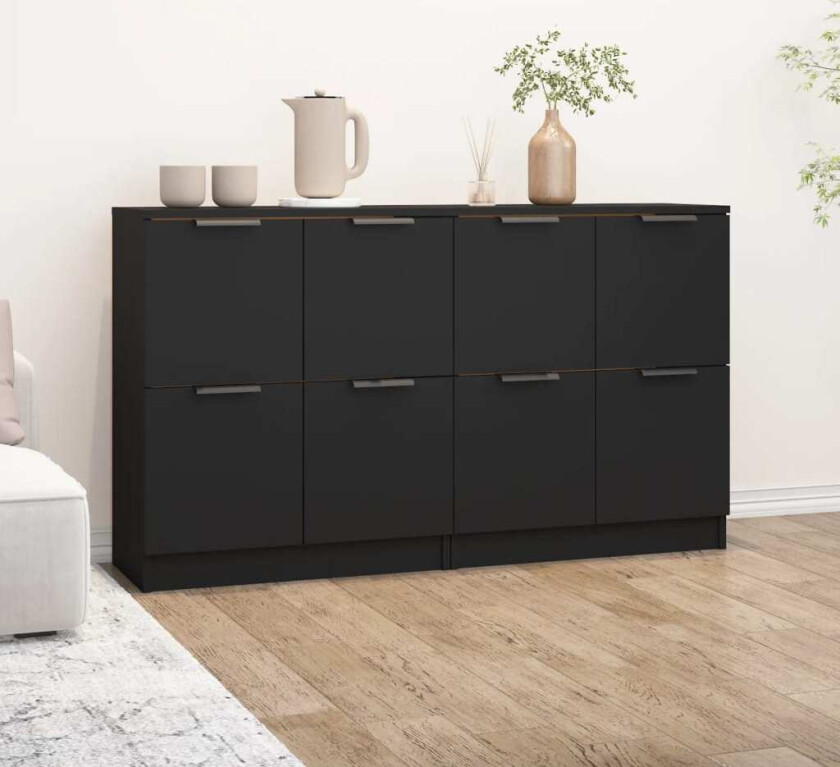 Skjenker 2 stk svart 60x30x70 cm konstruert tre