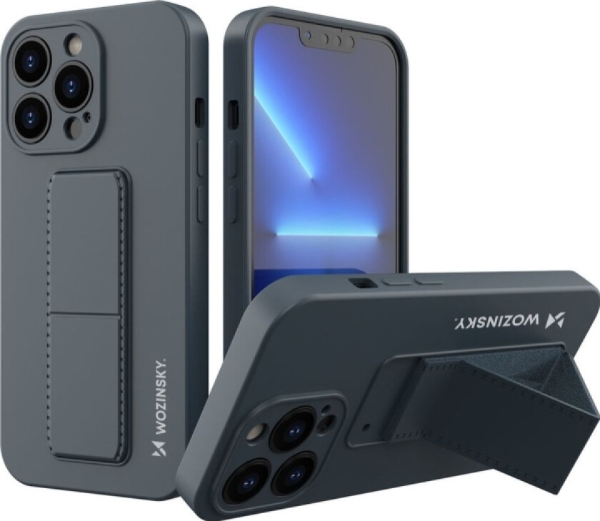 Kickstand-Deksel Fleksibelt Silikondeksel Med Stativ For Iphone 13 Mini Marineblå