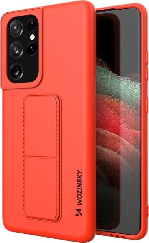 Kickstand-Veske Fleksibelt Silikonetui Med Stativ Til Samsung Galaxy S21 Ultra 5G Rød