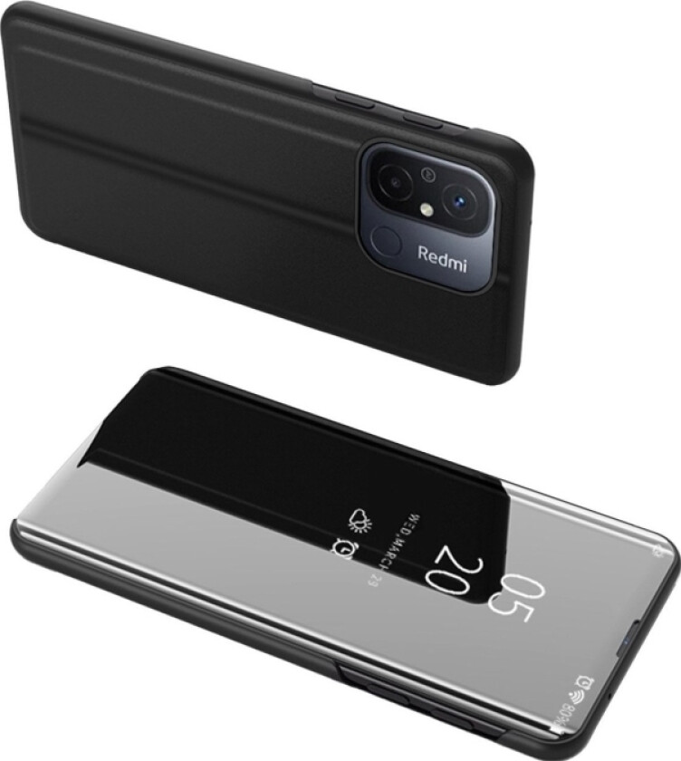 Clear View Case Etui Til Xiaomi Redmi 11A / Poco C55 / Redmi 12C Pokrowiec Med Klapk Sort